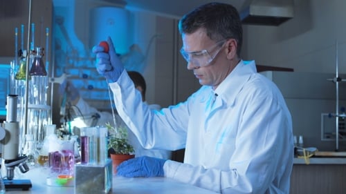 Scientist Experimenting with Plant