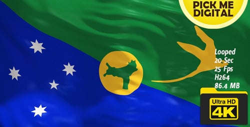 Christmas Island Flag Waving Realistic Animation