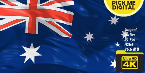 Waving Australian Flag Realistic Motion Background