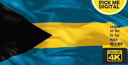 Bahamas Flag Waving Seamless Loop Animation