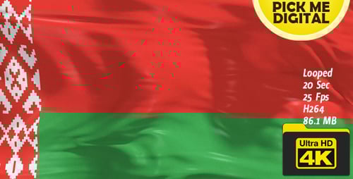 Realistic 3D Waving Belarus National Flag Animation