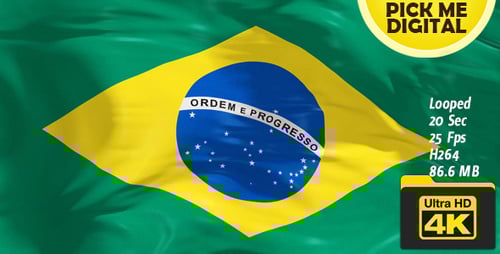 Waving Brazilian Flag 4K Animation Loop
