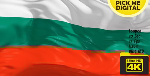 Waving Realistic Bulgarian Flag Motion Loop