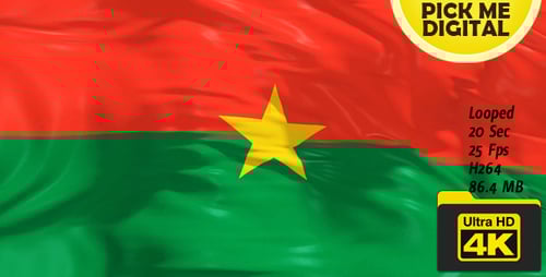 Burkina Faso Flag Waving Seamless Loop Animation