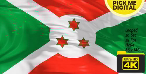 Burundi National Flag Realistic Waving Loop Animation