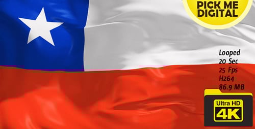 Realistic Waving Chile Flag Loopable Video