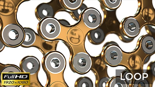 Seamless Loop of Abstract Golden Mechanical Spinners