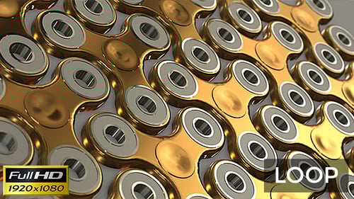 Seamless Gold and Silver Metallic Chain Links Moving Background