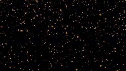 Golden Star Confetti Falling on Black Background