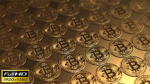 Golden Bitcoin Coins Animated Loop Background