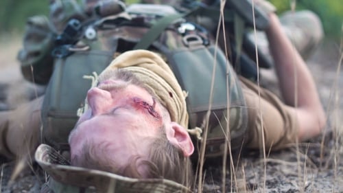 Dead Soldier Lying on Ground