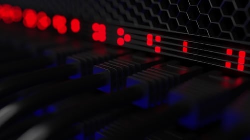 Digital Server Rack with Blinking Network Activity Lights