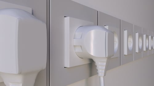 White Electrical Plug Connecting to Wall Socket Loop Animation