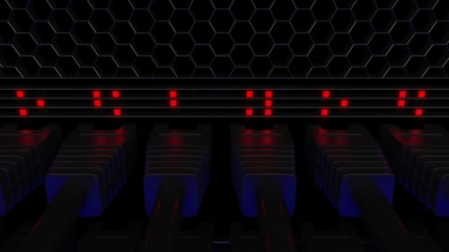 Animated Network Switch with Blinking Lights and Data Flow