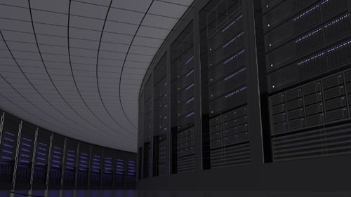 Serverraum-Racks. Nahtlose Loop-Motion-Hintergrund Konzepte für IT-Geschäfts oder Rechenzentren
