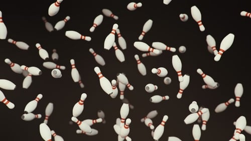 Floating Bowling Pins on a Dark Background