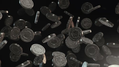 Animated 3D Film Reels Falling and Spinning Background