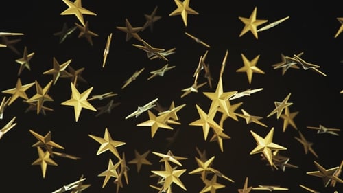 Animated Golden Stars Falling on Black Background