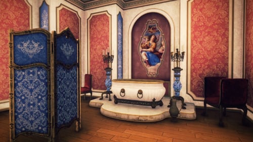 Ornate Baroque Style Room Interior 3D Animation