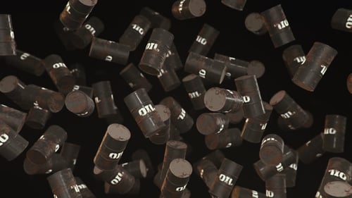 Ugly Floating Oil Barrels Against a Dark Background
