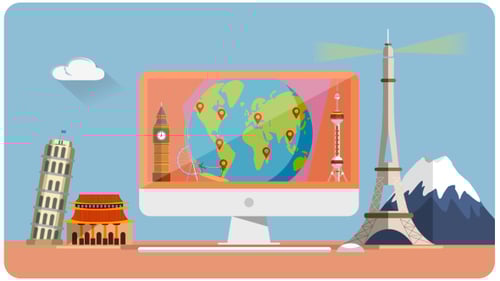 Flat Design Travel Animation with World Famous Landmarks