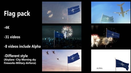 NATO Flag Waving Animation with Alpha and Dynamic Backgrounds