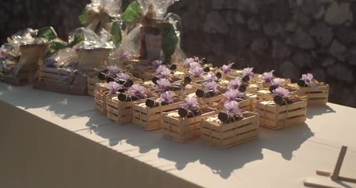 Elegant Wedding Favors Displayed on a Table