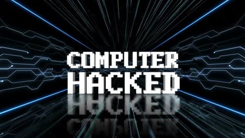 Computer hackte 3D-Text in einem Technikraum, schleifbar