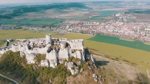 Aerial View on Spissky Hrad. Slovakia. The Ruins of Stone Castle on the Hill