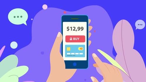 Online Payment Infographic Scene Blue