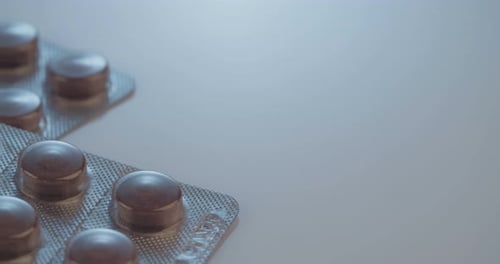 Pills in Blister Pack Close Up Dolly Shot