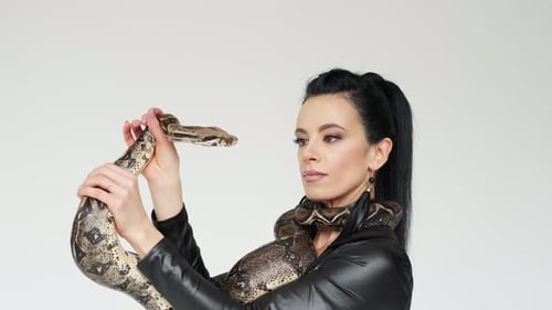 Serpent sur les mains d'une femme