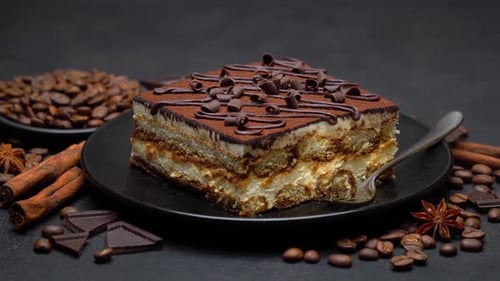 Delicious Tiramisu Cake With Coffee Beans and Spices