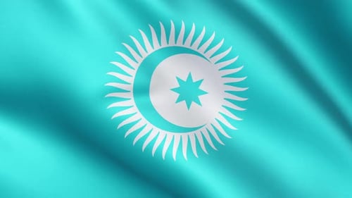 Waving Islamic Flag with Crescent and Star