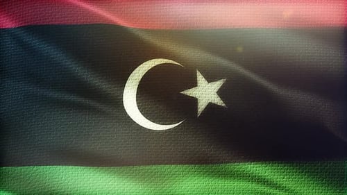 Waving Flag of Libya with Realistic Fabric Texture