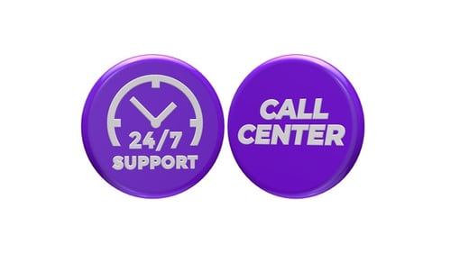 Rotating 3D 24/7 Support Call Center Icon