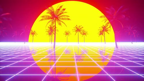 Sol y palmeras retrowave