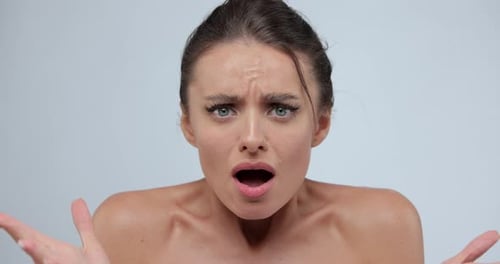 Woman Reacting in Confusion Close Up Shot