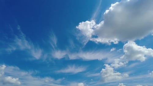 Timelapse Clouds Moving in the Blue Sky During Bright Sunny Summer Day