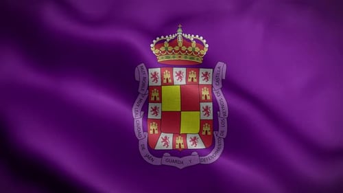 Waving Royal Crown and Shield Emblem Flag Animation