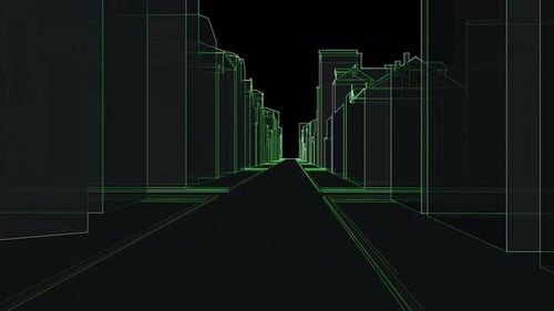 City Town Green Lines, dibujos en 3D, espacio moderno futurista