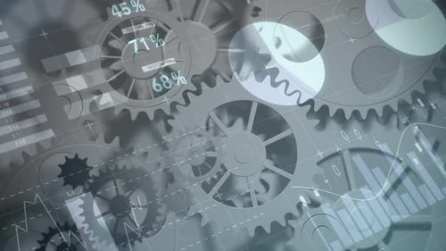 Série de engrenagens e engrenagens funcionando