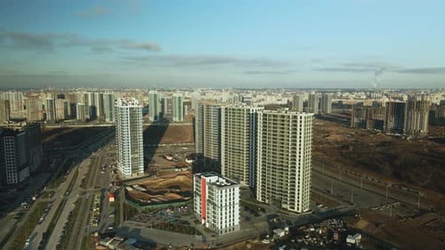 Aerial View of Modern High-Rise Buildings in the City