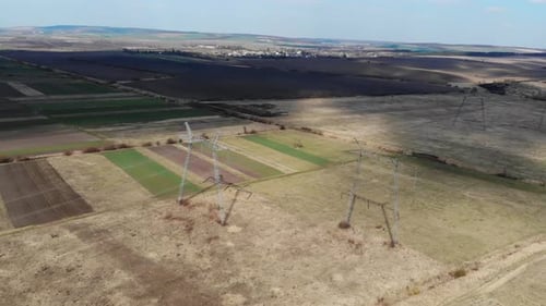 Electrical Towers in Agricultural Rural Landscape