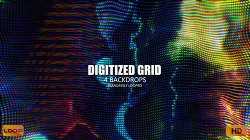 Digital Grid Particle Wave Abstract Background Loop