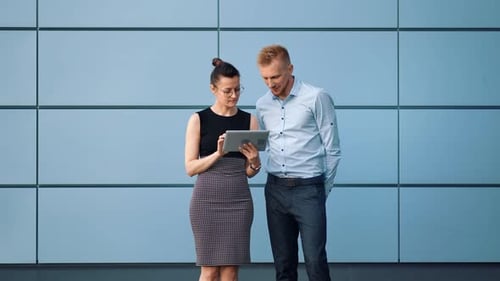 Business Meeting with Technology Outside of Office
