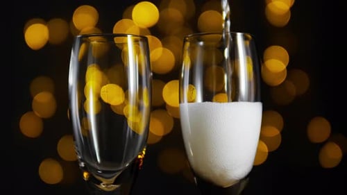 Champagne Being Poured into Glass for Celebration