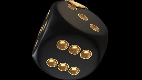 Modern Black Die with Dripping Gold Liquid Animation
