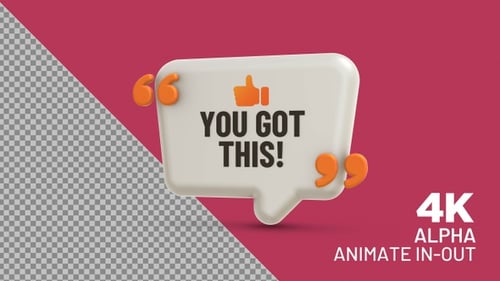 3D Motivational Speech Bubble Reveal Animation