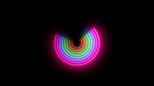colorful neon circles abstract futuristic motion background.